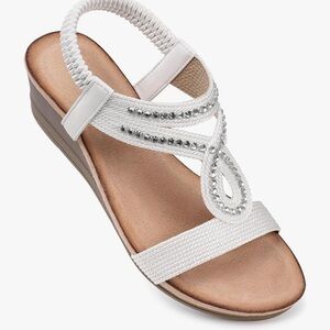 Chic White Sandals with Rhinestone Accents